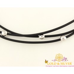 Серебряное колье шары с каучуком 950050с